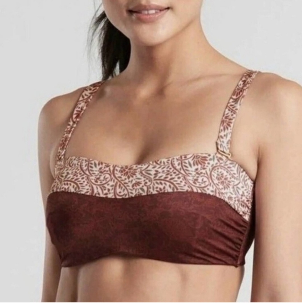 Athleta Aqualux Batik Bandeau Bikini Top in XS